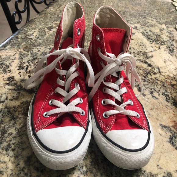 Converse Shoes - Red high top converse mens 5 womens 7